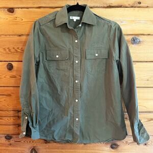 ANN MASHBURN Green Button-Up Long Sleeve Top Small